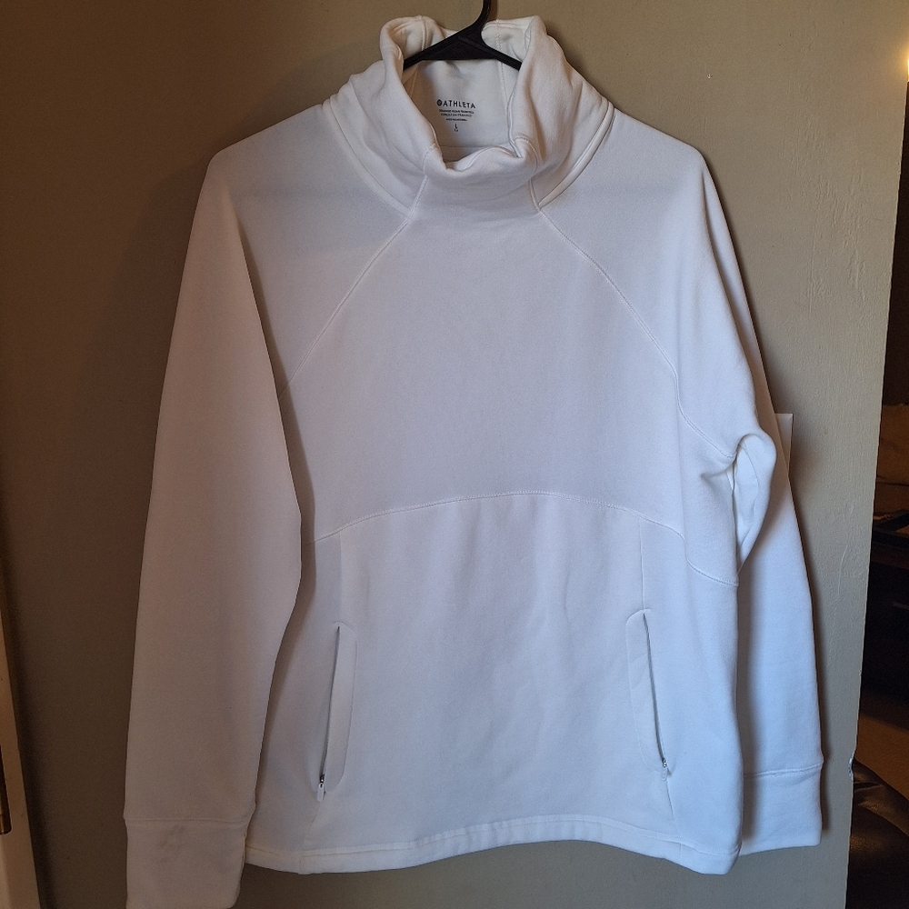 Athleta Women's White Cowl Neck Athletic Soft Sweatshirt L
